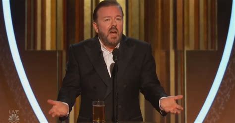 Ricky Gervais Gets Mic Cut at Golden Globes for Blasting "Woke" Celebs