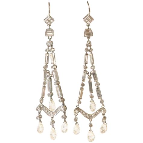 Art Deco Chandelier Diamond Earrings at 1stDibs