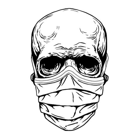 Premium Vector | Skull face in medical face mask and hat. corona virus quarantine