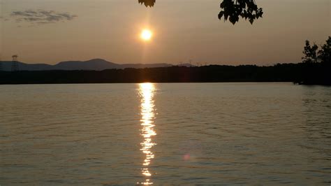 A sunset over the Hudson River in Hudson NY