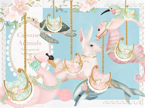 Carousel Watercolor Clipart Carousel Horsecarousel Animals - Etsy