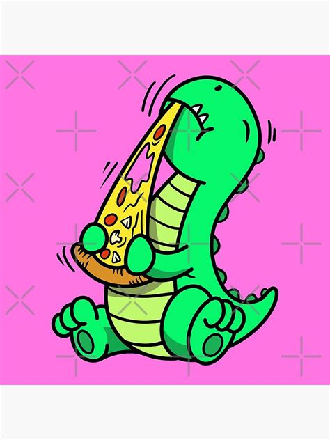 "Cute Dinosaur Eat Pizza, Dino Pizza" Poster for Sale by amikastudio ...