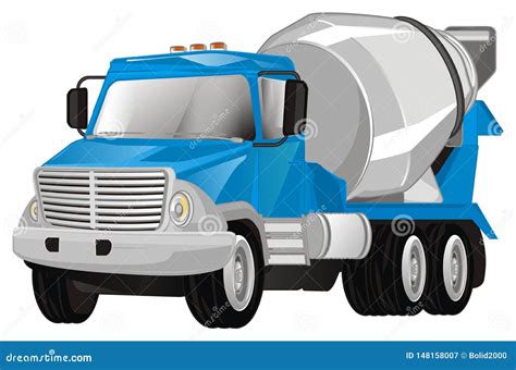 Blue cement truck stock illustration. Illustration of load - 148158007