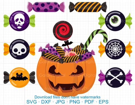 Halloween Candy Clipart SVG Halloween Sweets Clipart SVG DXF - Etsy