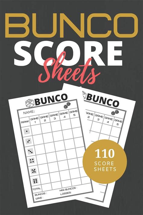 Buy Bunco Score Sheets: 110 Sheets Score Keeping for Bunco Game Lovers ...