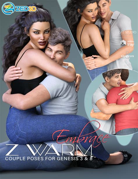 Z Warm Embrace Couple Poses for Genesis 3 and 8 | Daz 3D