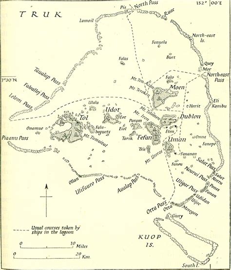 Truk atoll Map - 152 e 7 30 n • mappery