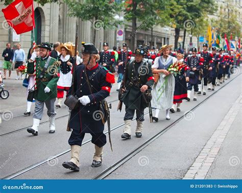 Swiss National Day Parade in Zurich Editorial Stock Photo - Image of decoration, armed: 21201383