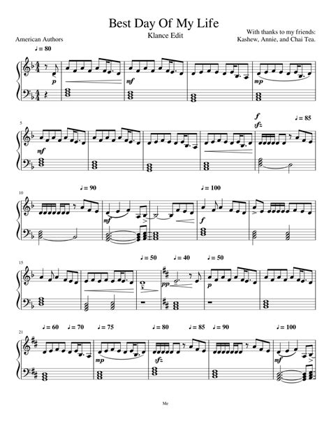 Best Day Of My Life sheet music for Piano download free in PDF or MIDI