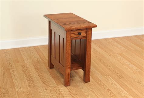 Canted Mission Solid Oak Amish Narrow End Table | Amish Furniture | Solid Wood Mission Shaker ...