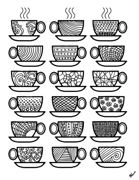 Get the coloring page: Coffee cups | Free Printable Adult Coloring Pages | POPSUGAR Smart Living ...