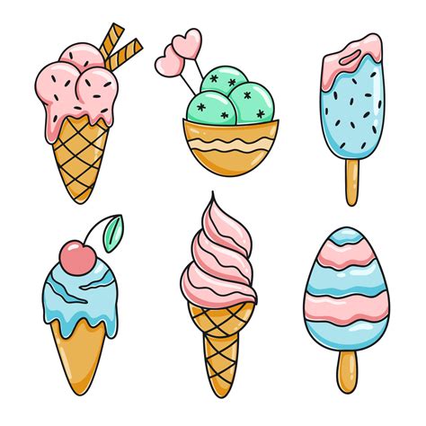 Ice cream cartoon clipart set 12704797 Vector Art at Vecteezy