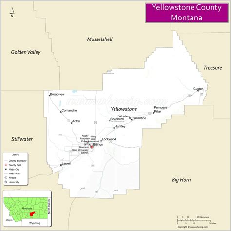 Map of Yellowstone County, Montana - Where is Located, Cities ...