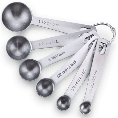 Reactionnx 6Pcs 430 Stainless Steel Measuring Spoon Set, Dry or Liquid Measuring Spoons for ...