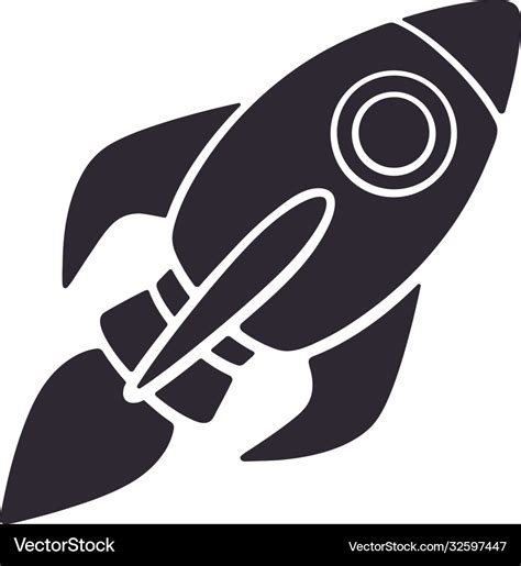 Silhouette rocket space with a flame Royalty Free Vector