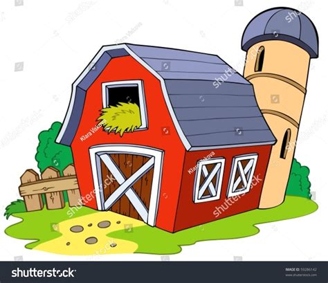 Cartoon Red Barn - Vector Illustration. - 59286142 : Shutterstock