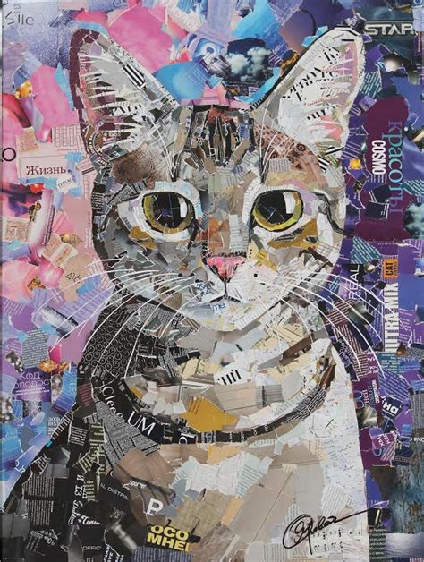 Cat Collage Art | Mixed Media Collage Projects