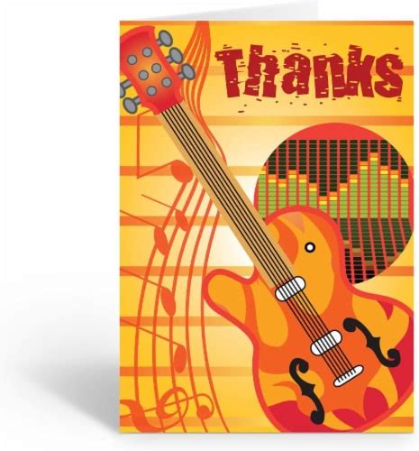 Stonehouse Collection Guitar Theme Thank You Note Card - 10 Boxed Cards - Music Note Cards, 1 ...