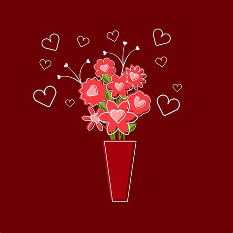 Premium Vector | Vase of flowers in flat style vector illustration Love concept