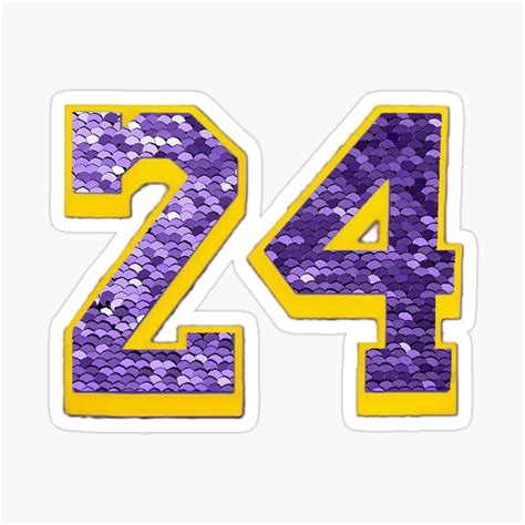 Kobe Bryant Lakers 24 Basketball Number Sequins Sparkle Glitter Sticker ...