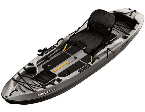 SUNDOLPHIN Boss SS Sit-On/Stand On Top Angler Kayak (Gray, 12.3-Feet) - Missouri Float Trips