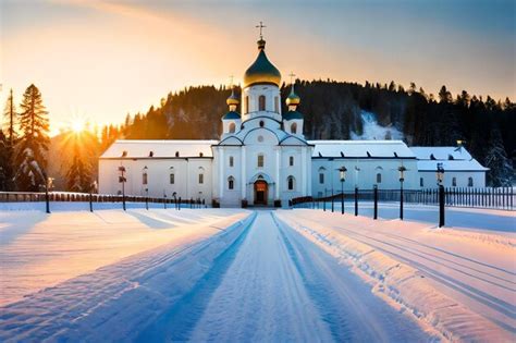 Premium AI Image | a church in the snow