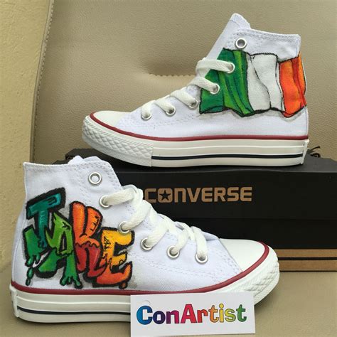 Custom Hand-Painted Converse with Graffiti and Ireland Themes