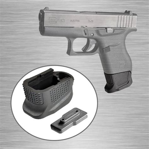 +2 Rounds Glock 43 Magazine Extension Plus 2 Mag Extension Glock 43 Enhanced Magazine Base Plate ...