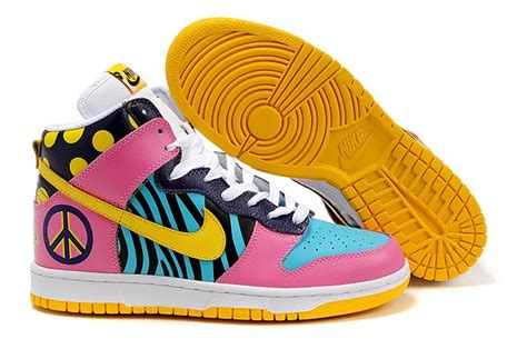 Nike Dunk High Tops Funky Town Zebra Animal Print Shoes | Rainbow nike ...