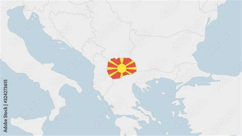 North Macedonia map highlighted in Macedonia flag colors and pin of ...