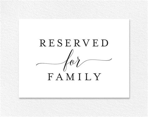 Reserved for Family Wedding Sign