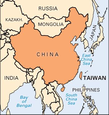 World Map Of China And Taiwan