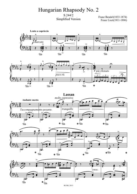 Hungarian Rhapsody No. 2: Simplified Version! sheet music download free ...