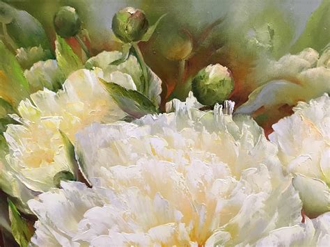 White Peony Painting Large Peonies Canvas Art Flowers Oil - Etsy New ...