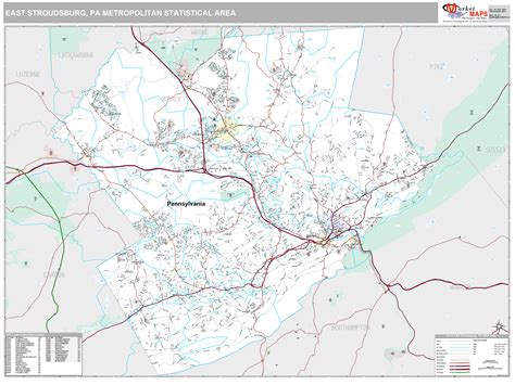 East Stroudsburg, PA Metro Area Wall Map Premium Style by MarketMAPS