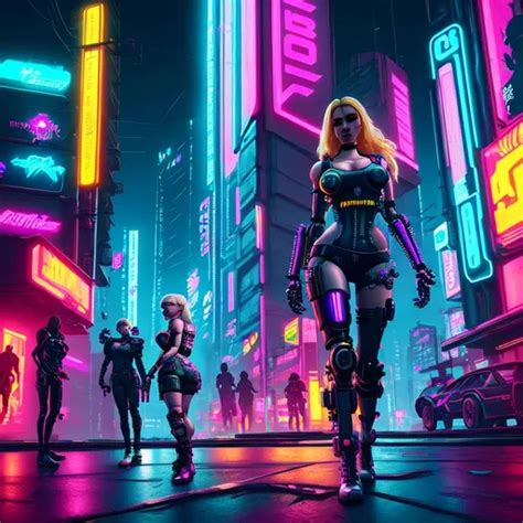 cyberpunk 2077, blonde young girl, night city, stree... | OpenArt