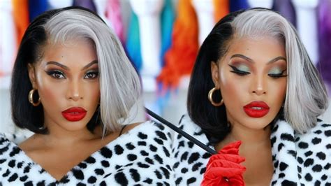 CRUELLA DE VIL INSPIRED HAIR AND MAKEUP TUTORIAL - YouTube