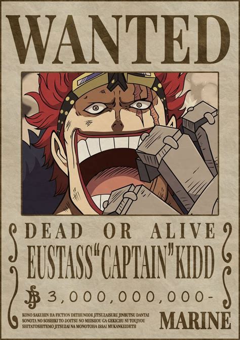 Eustass "Captain" Kid one piece new bounty poster with high quality ...