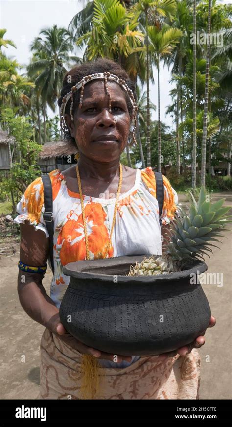 Local woman in Mou Village, Morobe Bay, Morobe Province, Papua New ...