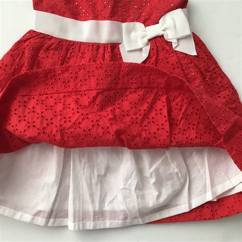 Janie and Jack Holiday Dress Red Eyelet White Bow 18-24 Months