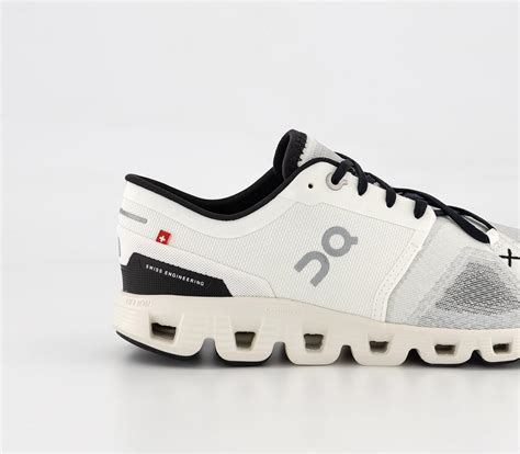 On Running Cloud X3 Trainers Ivory Black - Men's Trainers