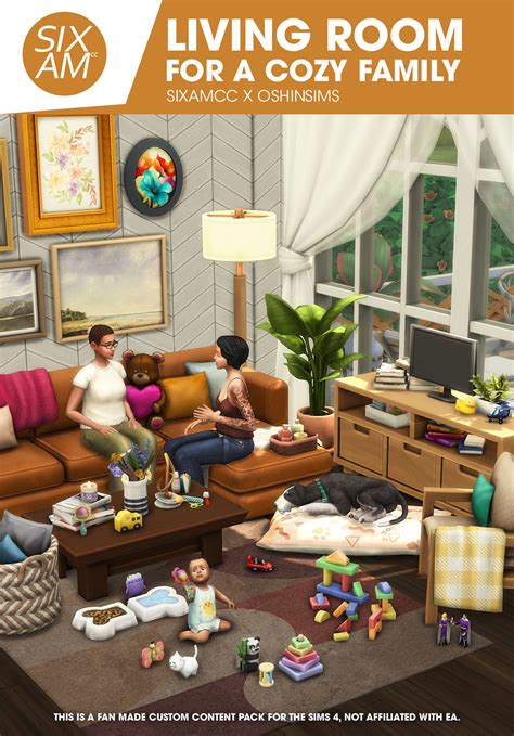 Living Room for a Cozy Family (CC Pack for The Sims 4) by SIXAMcc x OshinSims - Sixam CC