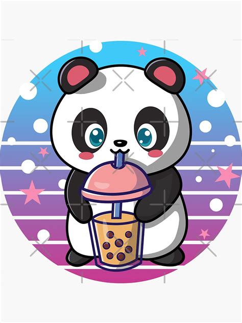 "Cute Panda Drinking Bubble Milk Tea, Cute Kawaii Panda Aesthetic ...