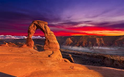 1366x768px | free download | HD wallpaper: Delicate Arch After a Storm, Arches National Park ...