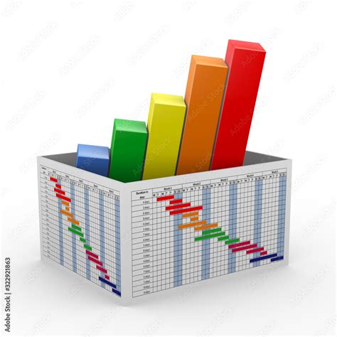 3d progress bar inside gantt chart box Stock Illustration | Adobe Stock