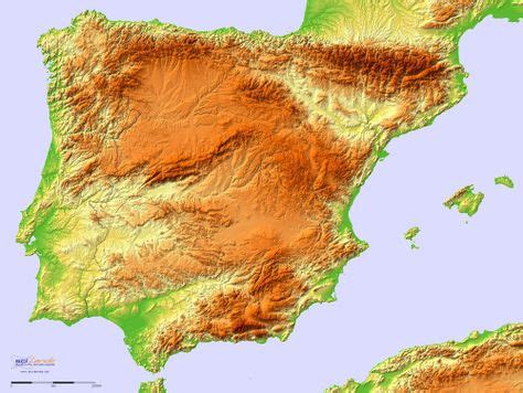 Topographic hillshade map of the Iberian Peninsula | Podróże, Survival, Świat