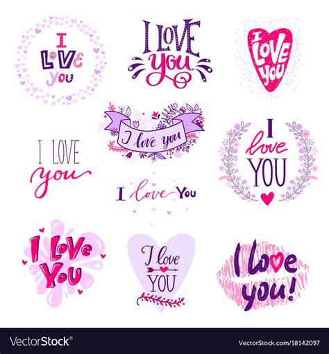 I love you calligraphy text phrases valentine day Vector Image