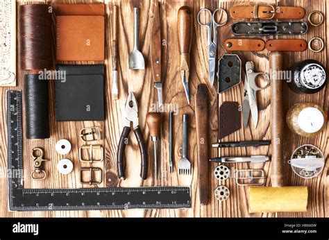 Leather crafting tools Stock Photo - Alamy