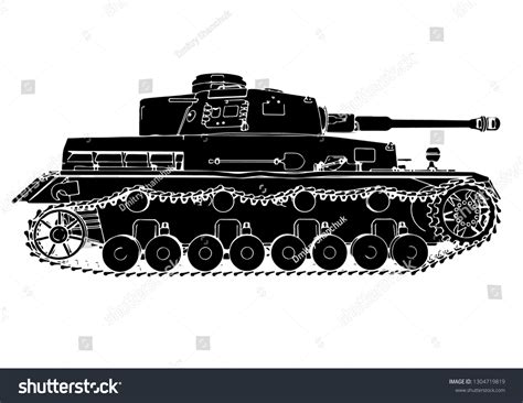 Silhouette Military Equipment Tank Vector Stock Vector (Royalty Free) 1304719819