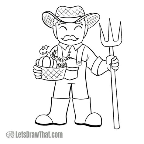 How to draw a farmer - step-by-step drawing tutorial | Let's Draw That ...